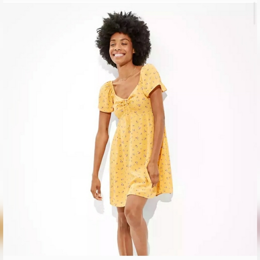 American Eagle Outfitters Yellow Floral Mini Dress